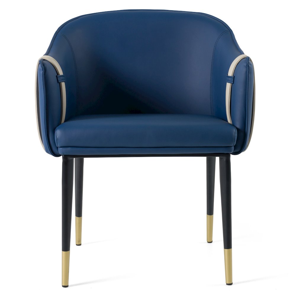Calderon - Blue and Beige Vegan Leather Dining Chair. Picture 5