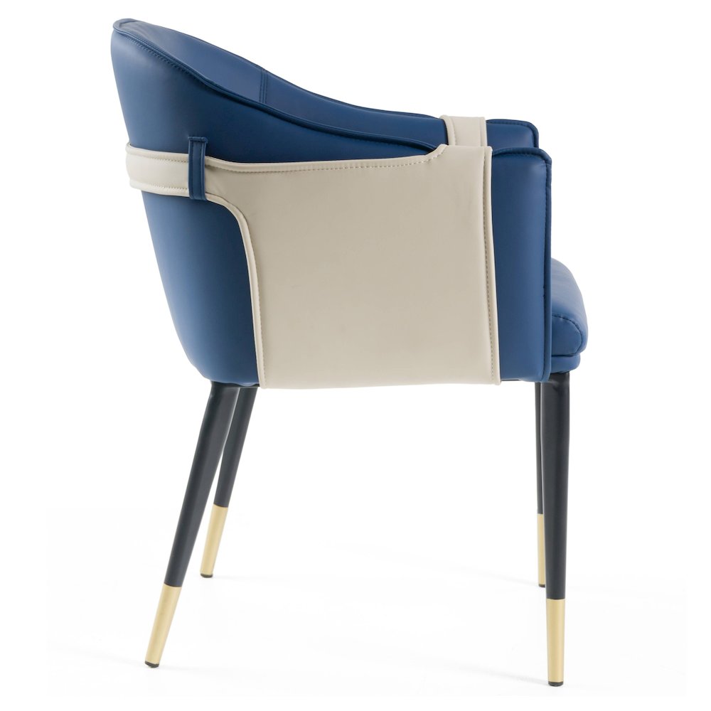 Calderon - Blue and Beige Vegan Leather Dining Chair. Picture 6