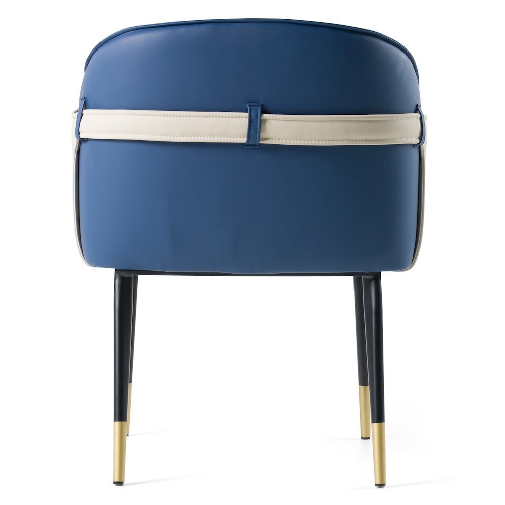 Calderon - Blue and Beige Vegan Leather Dining Chair. Picture 7