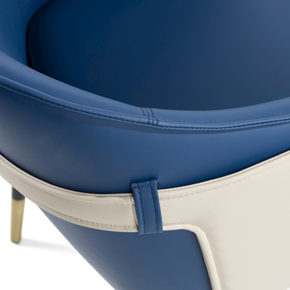 Calderon - Blue and Beige Vegan Leather Dining Chair. Picture 8