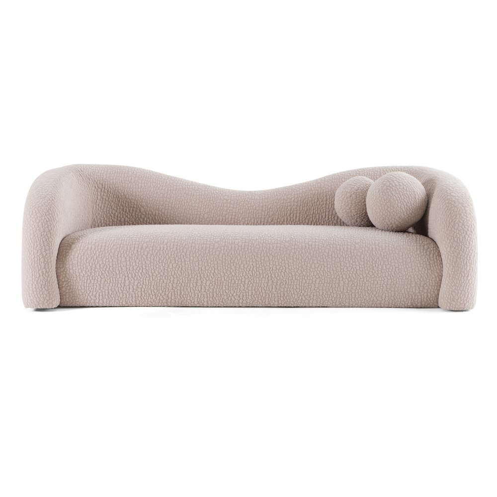 Calico - Contemporary Beige Pebble Fabric 4-Seat Sofa. Picture 1