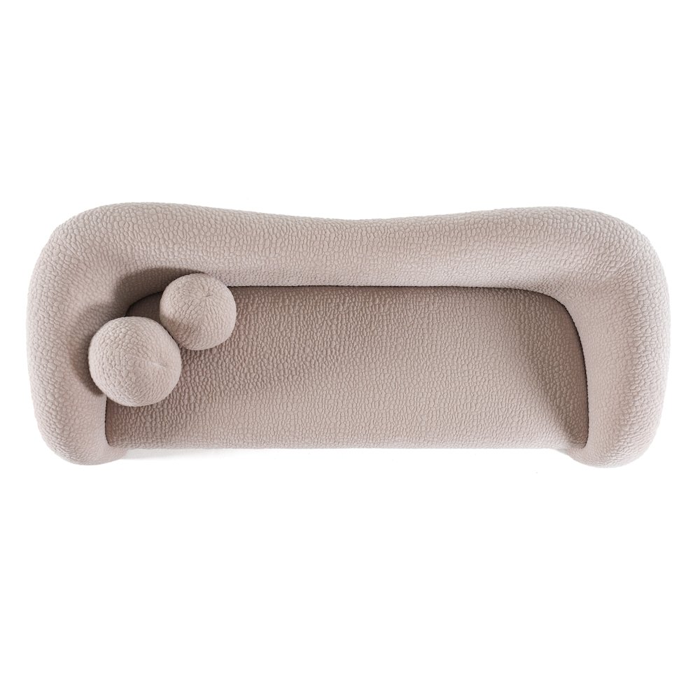 Calico - Contemporary Beige Pebble Fabric 4-Seat Sofa. Picture 3