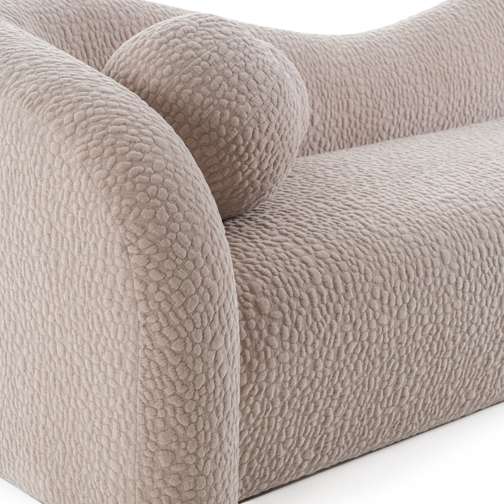 Calico - Contemporary Beige Pebble Fabric 4-Seat Sofa. Picture 7