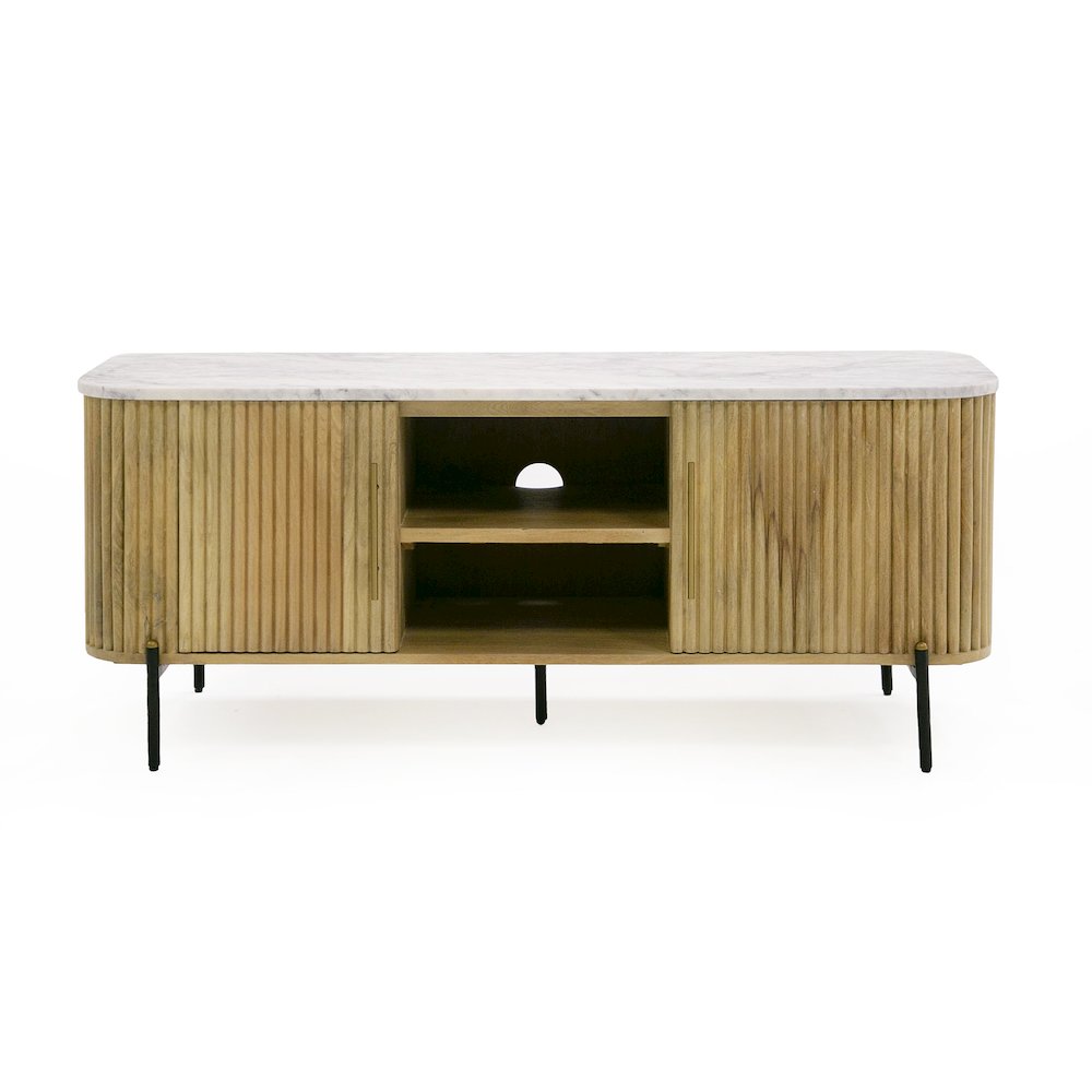 Modrest - Cambridge White Marble & Mango TV Stand. Picture 1