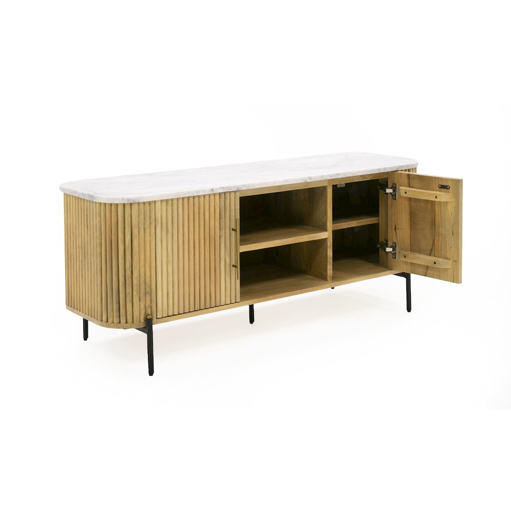 Modrest - Cambridge White Marble & Mango TV Stand. Picture 2