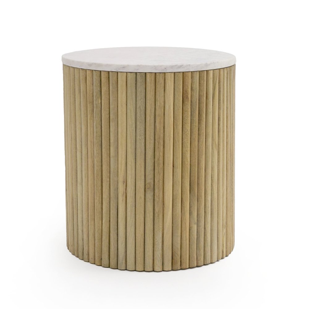 Modrest - Cambridge White Marble & Mango Round End Table. Picture 1