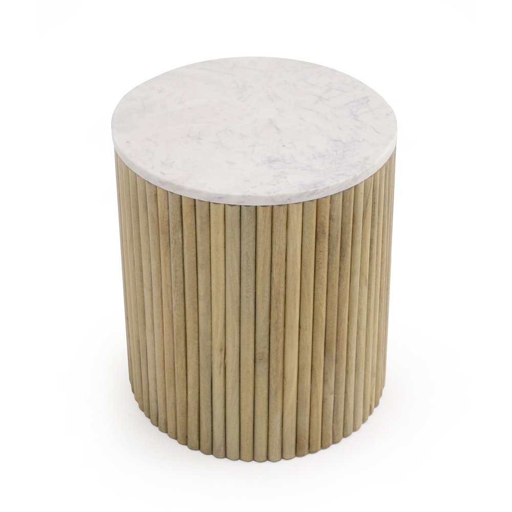 Modrest - Cambridge White Marble & Mango Round End Table. Picture 2