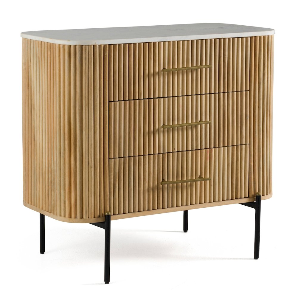 Cambridge White Marble and Mango 3 Drawer Dresser. Picture 5