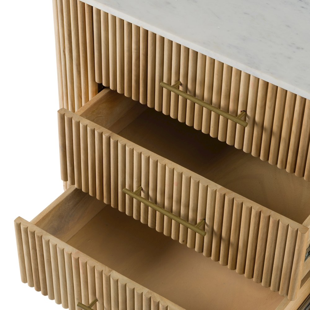 Cambridge White Marble and Mango 3 Drawer Dresser. Picture 8