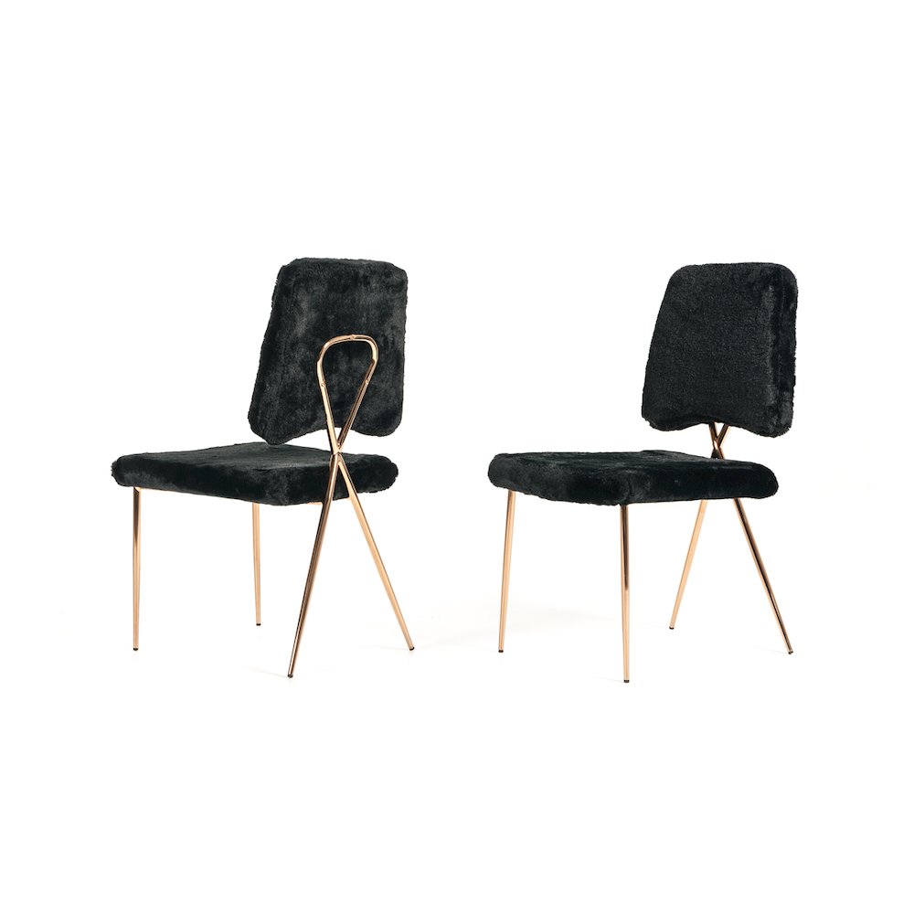 Candace - Modern Black Faux Fur Dining Chair (Set of 2). Picture 1