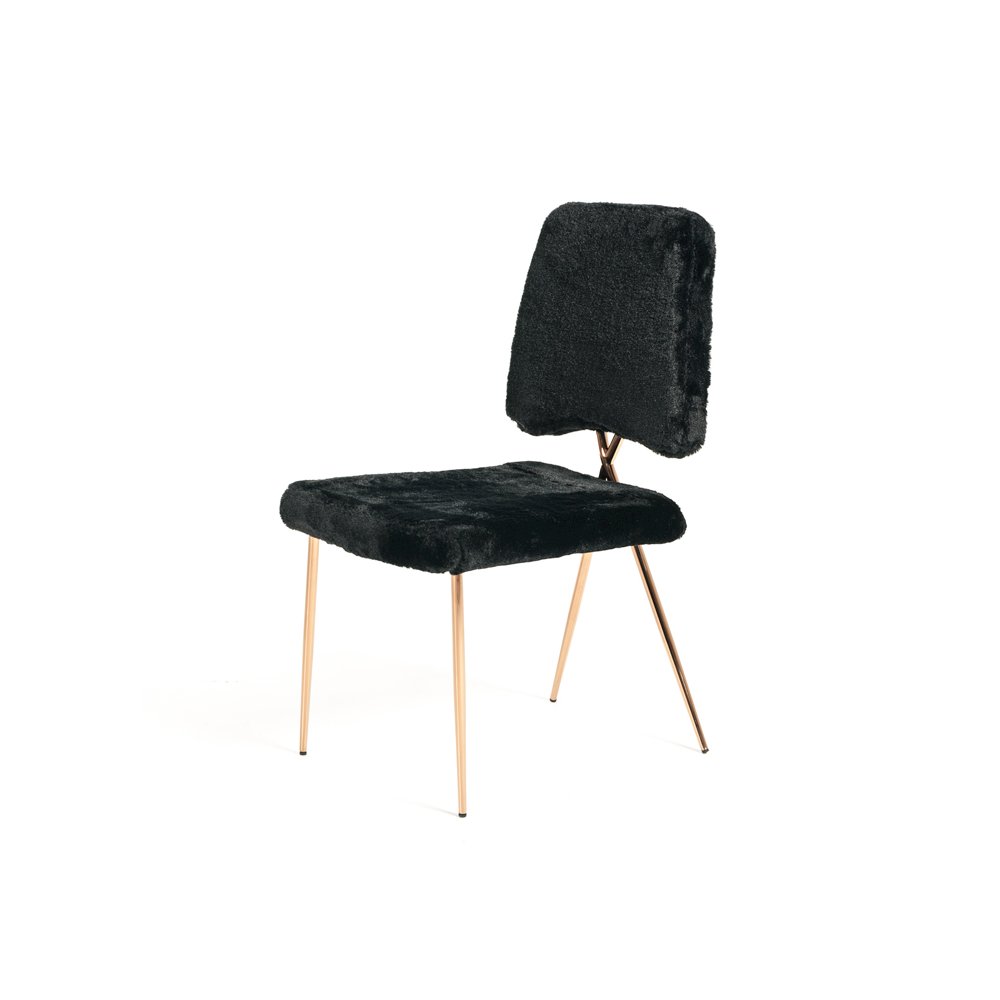 Candace - Modern Black Faux Fur Dining Chair (Set of 2). Picture 7