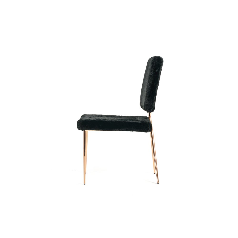 Candace - Modern Black Faux Fur Dining Chair (Set of 2). Picture 4