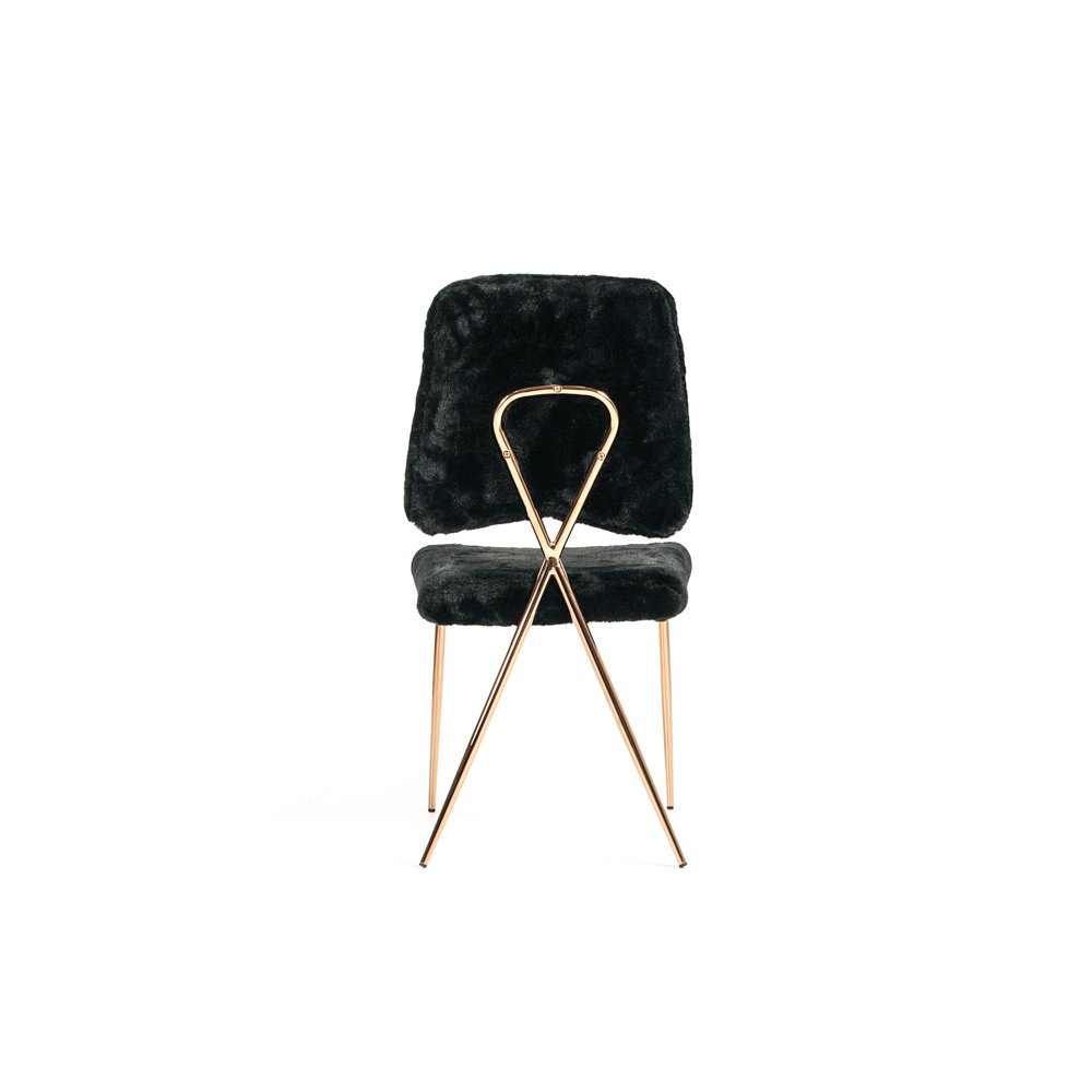 Candace - Modern Black Faux Fur Dining Chair (Set of 2). Picture 2