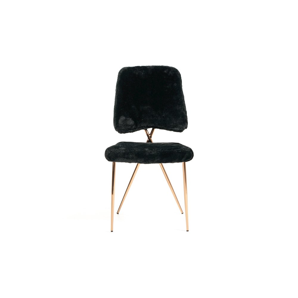 Candace - Modern Black Faux Fur Dining Chair (Set of 2). Picture 6
