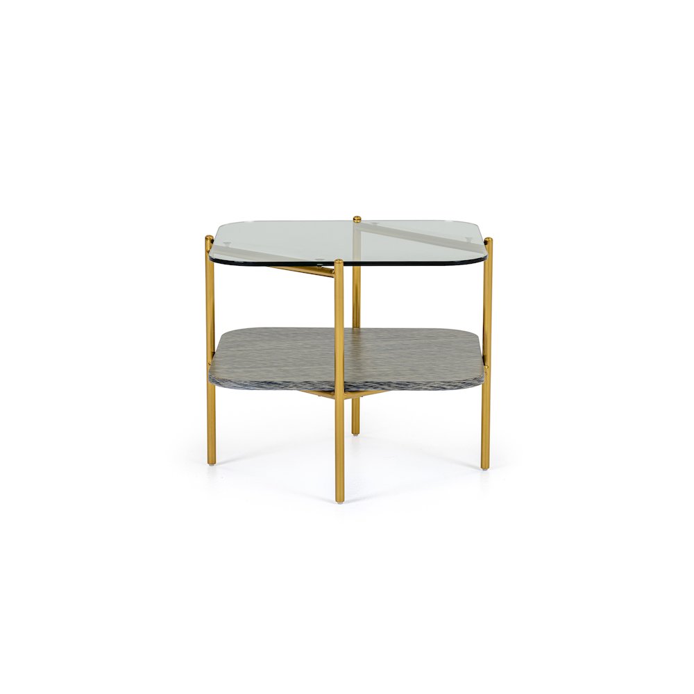 Modrest Cari - Glam Gold + Glass End Table. Picture 1