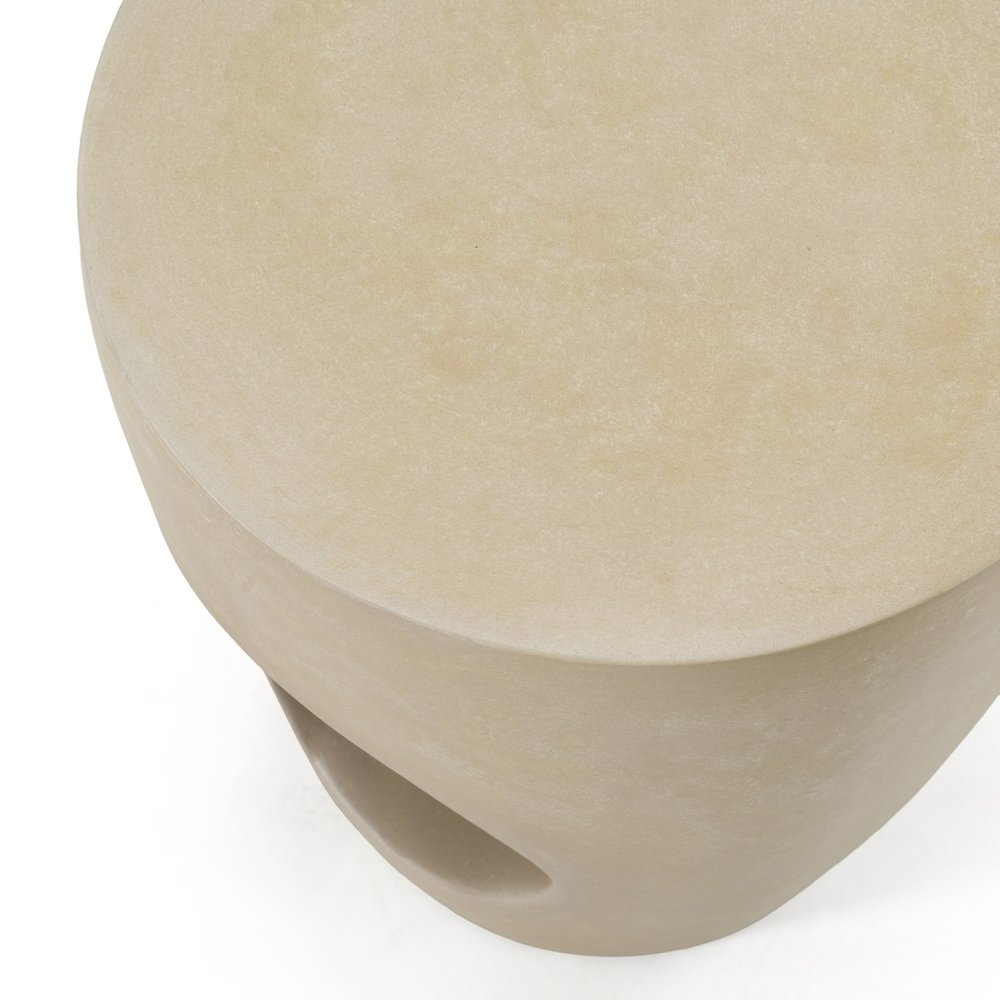 Carville - Modern Beige Fiberform Dining Stool/End Table. Picture 3