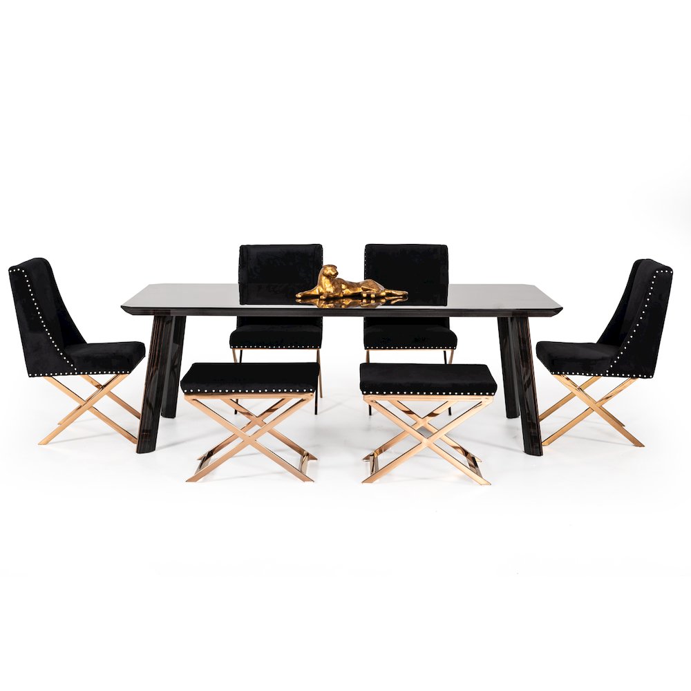 Modrest Chadwick Modern Ebony & Rosegold Dining Table. Picture 7