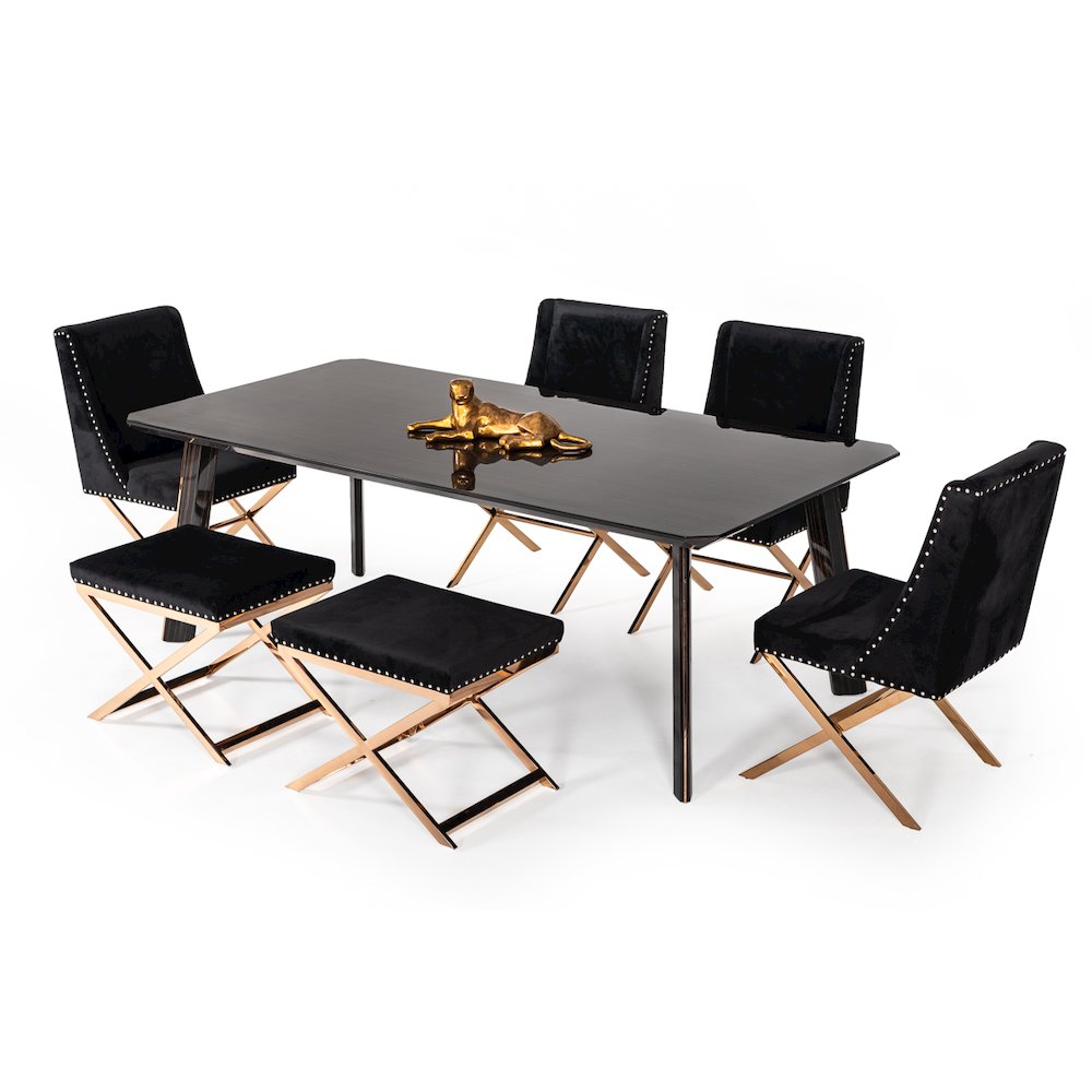 Modrest Chadwick Modern Ebony & Rosegold Dining Table. Picture 8