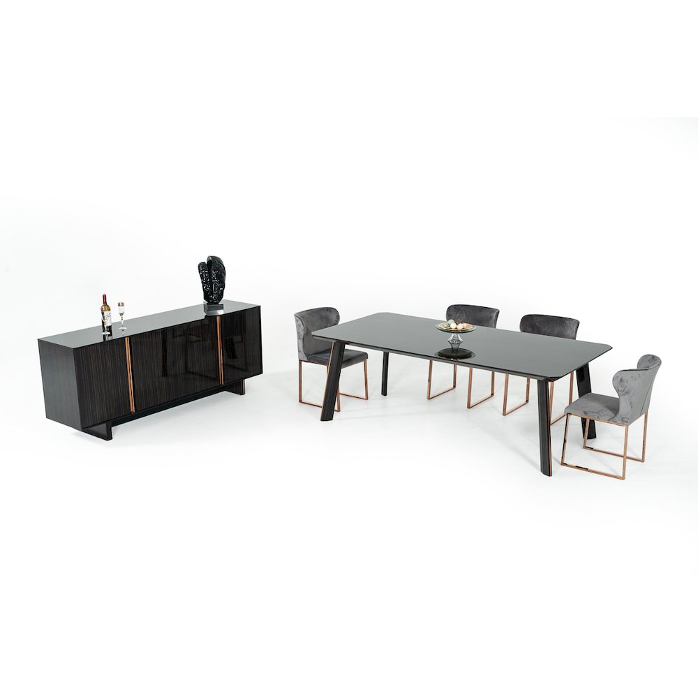 Modrest Chadwick Modern Ebony & Rosegold Dining Table. Picture 4