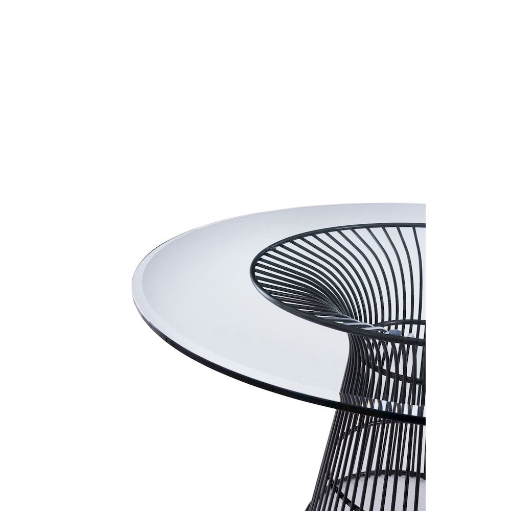 Modrest Chandler - Modern Round Glass & Black Stainless Steel Dining Table. Picture 3