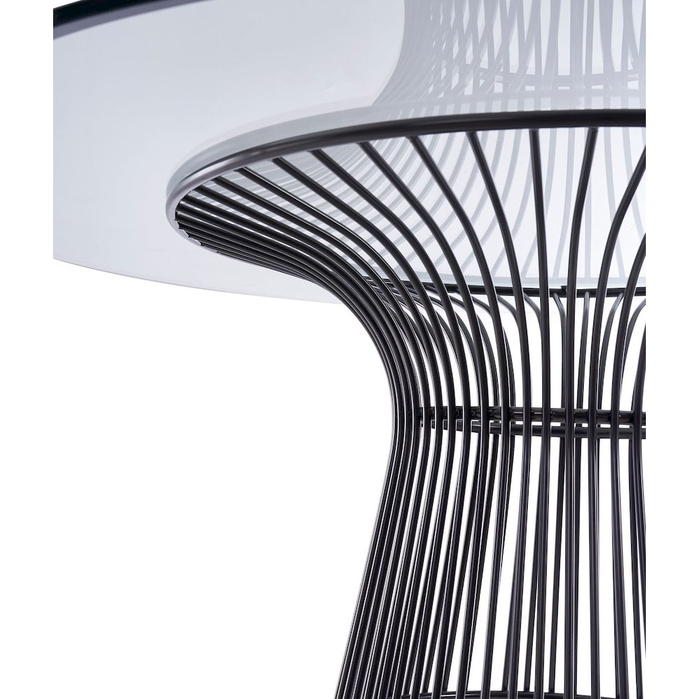 Modrest Chandler - Modern Round Glass & Black Stainless Steel Dining Table. Picture 6