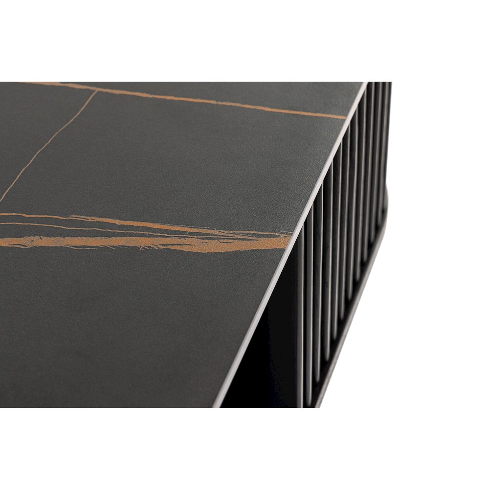 Modrest Chip - Modern Black Ceramic + Black Ash Square Coffee Table. Picture 4