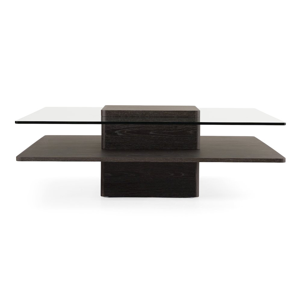 Clarion Modern Grey Elm and Glass Coffee Table. Picture 1