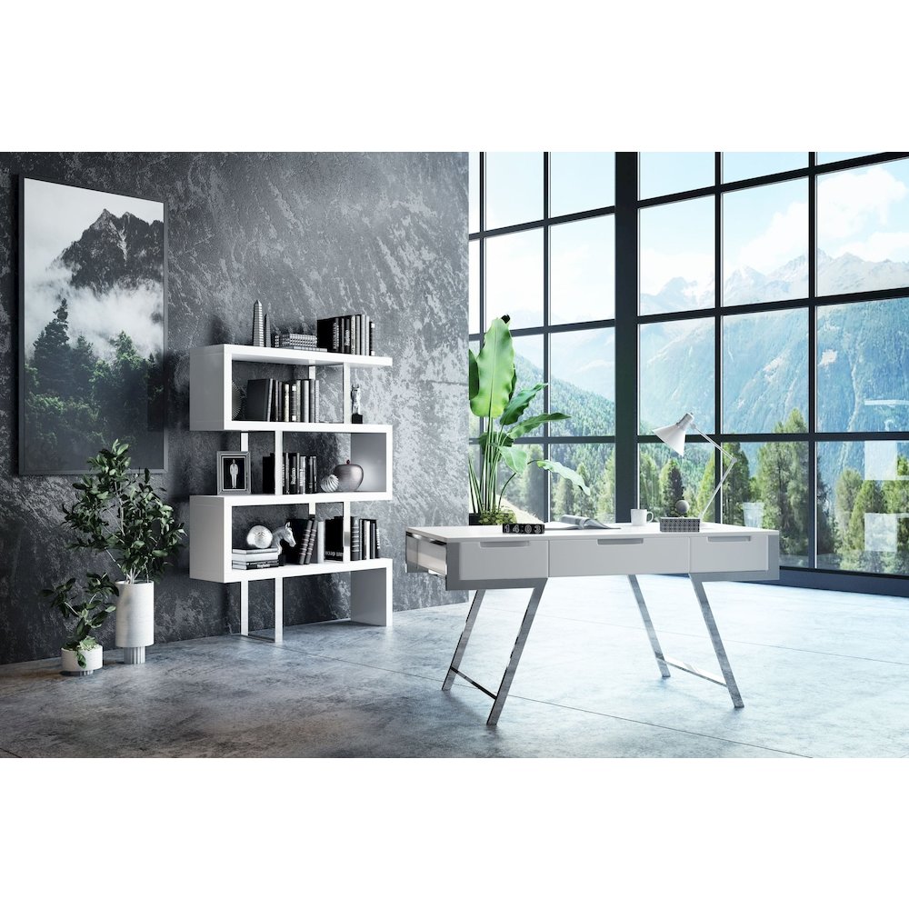 Maze Modern White High Gloss Bookcase. Picture 2
