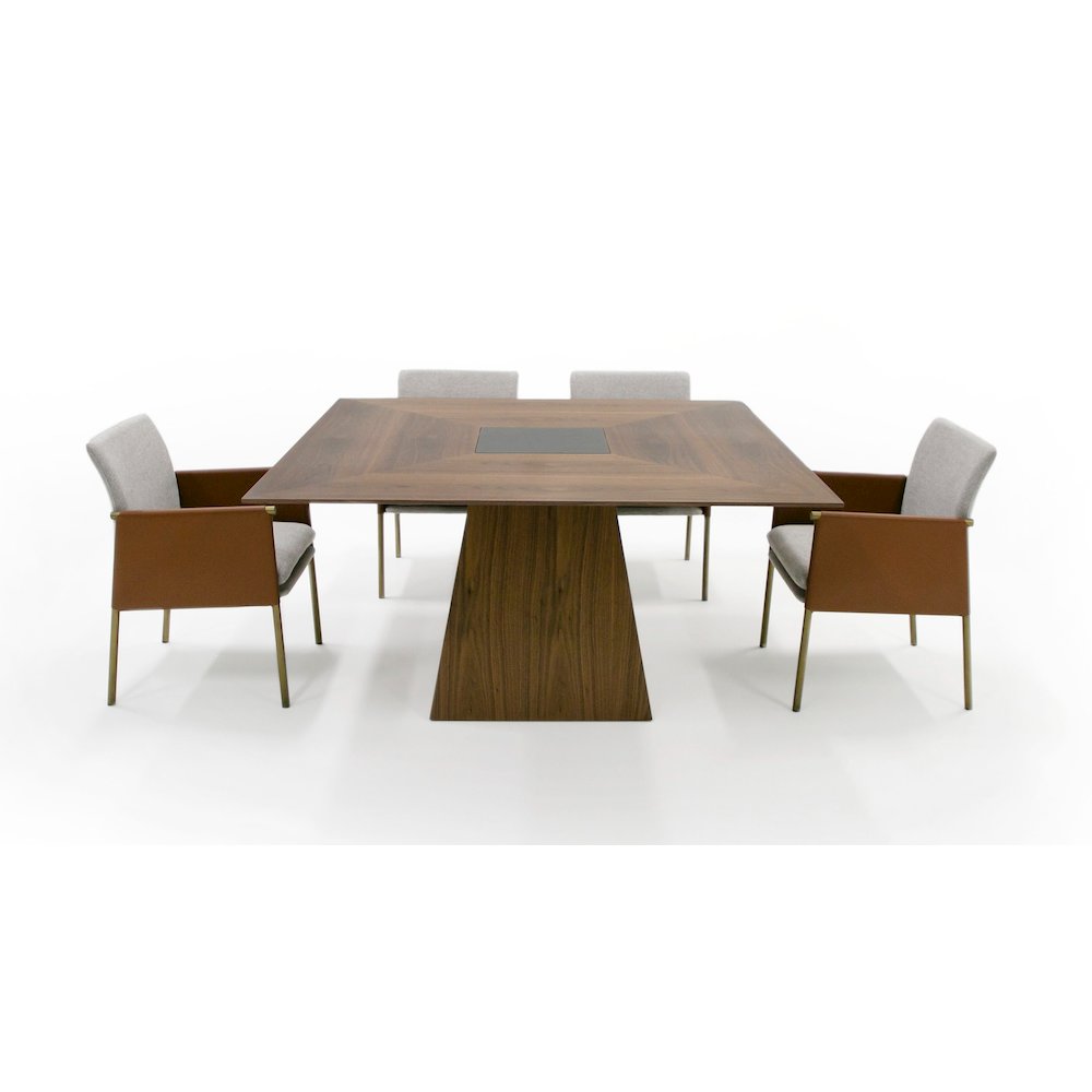 Modrest Cora- Modern Walnut and Black Tempered Glass Dining Table. Picture 2