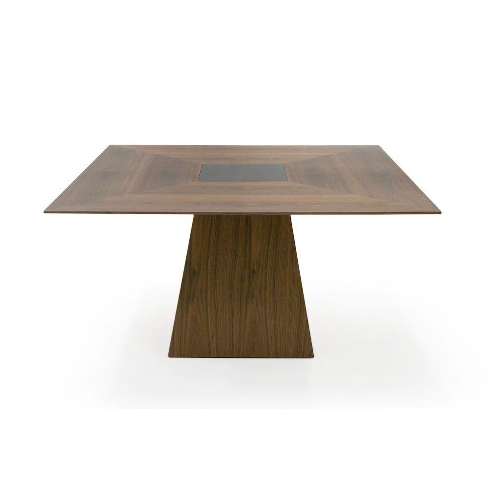 Modrest Cora- Modern Walnut and Black Tempered Glass Dining Table. Picture 5