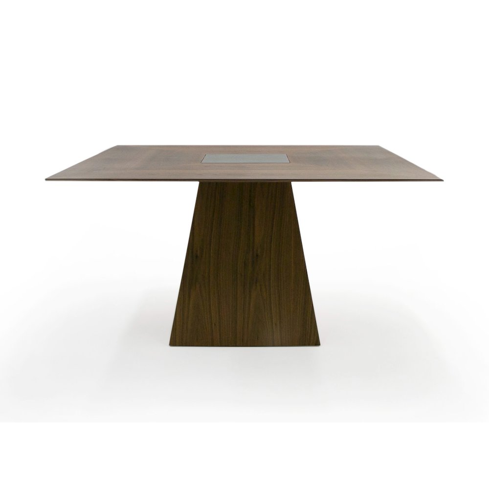 Modrest Cora- Modern Walnut and Black Tempered Glass Dining Table. Picture 6