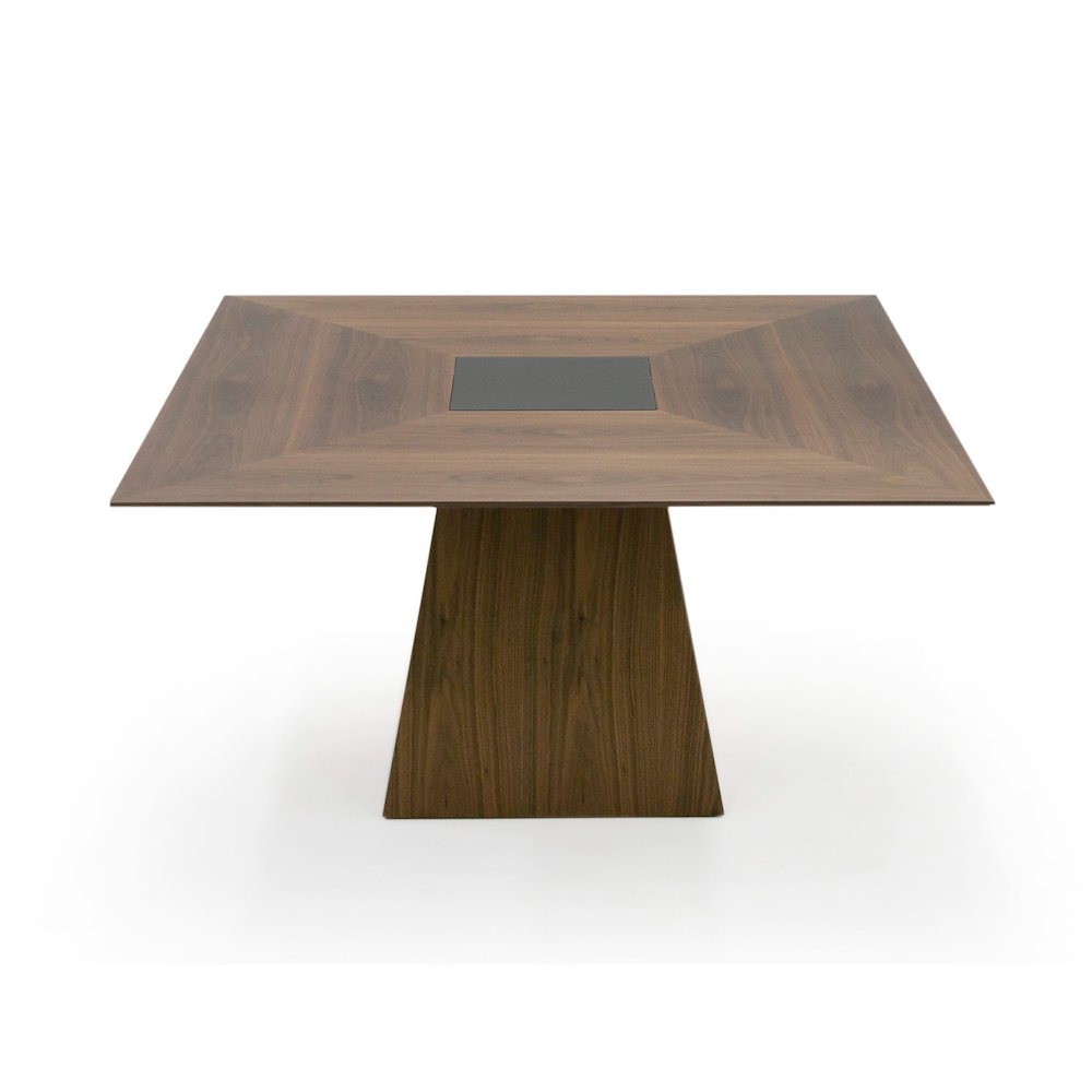 Modrest Cora- Modern Walnut and Black Tempered Glass Dining Table. Picture 7