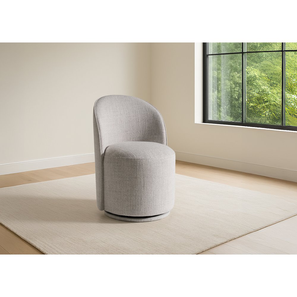 Correa - Modern Light Grey Fabric Swivel Dining Chair. Picture 2