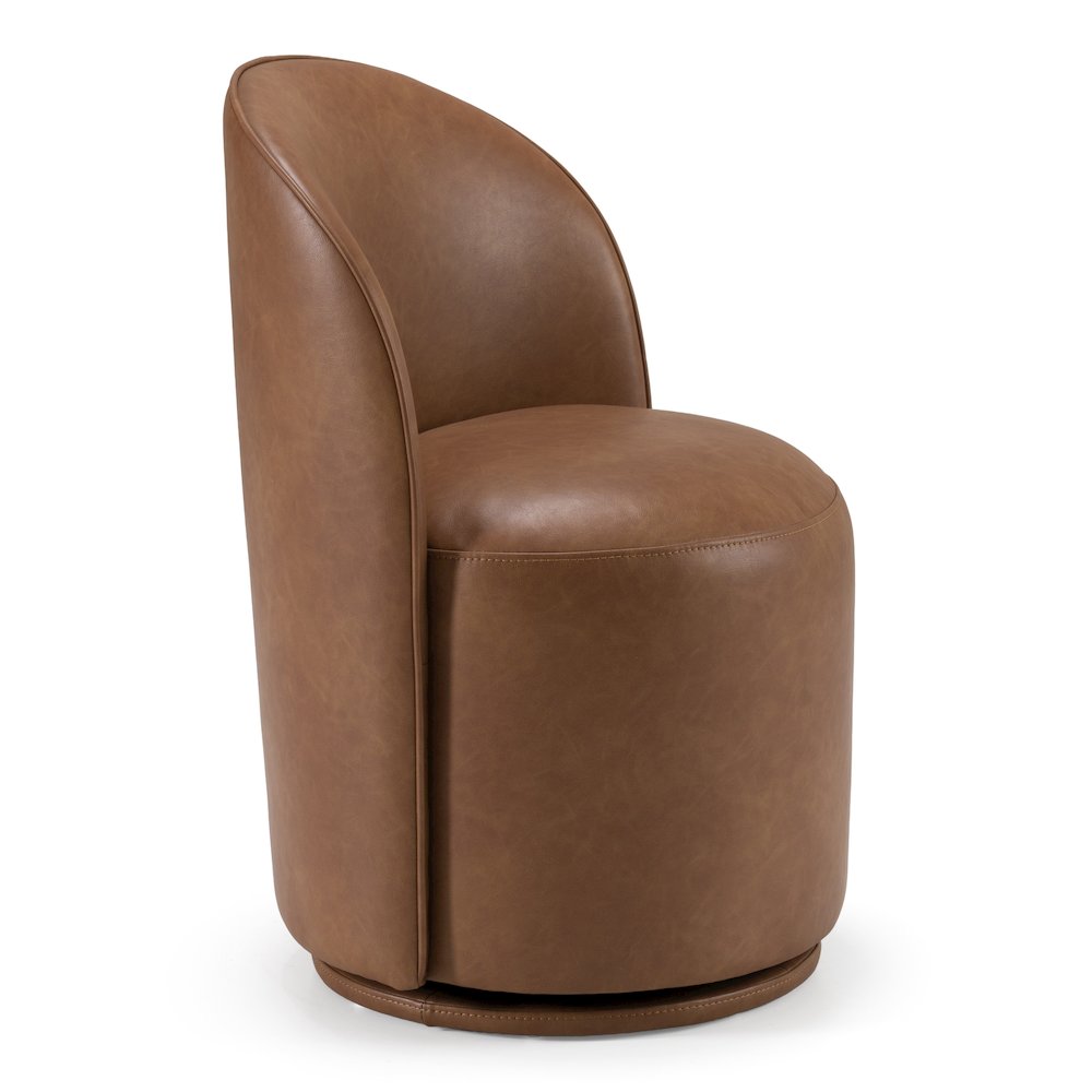 Correa - Modern Brown Vegan Leather Swivel Dining Chair. Picture 1