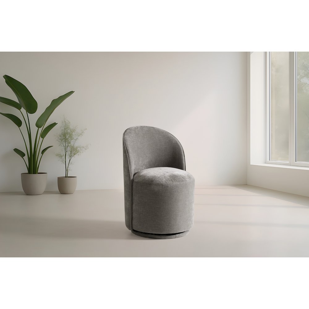 Correa - Modern Dove Grey Fabric Swivel Dining Chair. Picture 2
