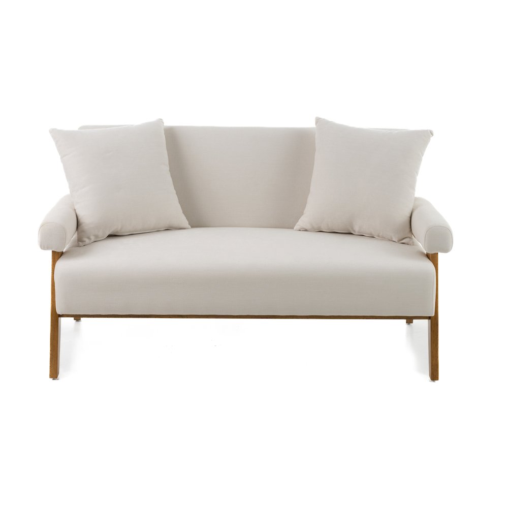 Modrest Cynthia - Modern White Fabric + Wood Loveseat. Picture 2