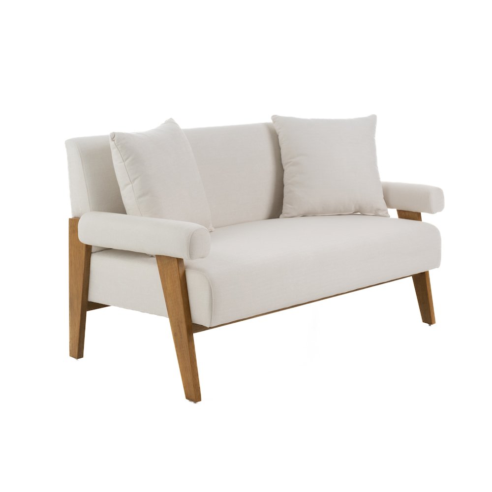 Modrest Cynthia - Modern White Fabric + Wood Loveseat. Picture 3