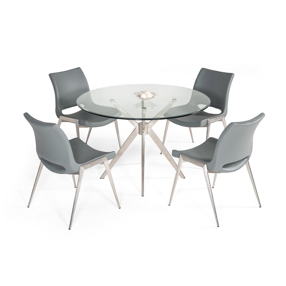 Dallas - Modern Brushed Stainless Steel Dining Table. Picture 4