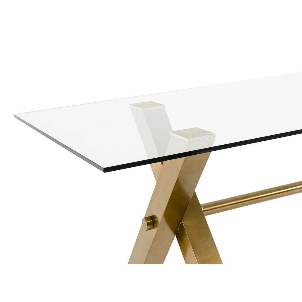 Modrest Dandy - Modern Golden & 15mm Glass Dining Table. Picture 7