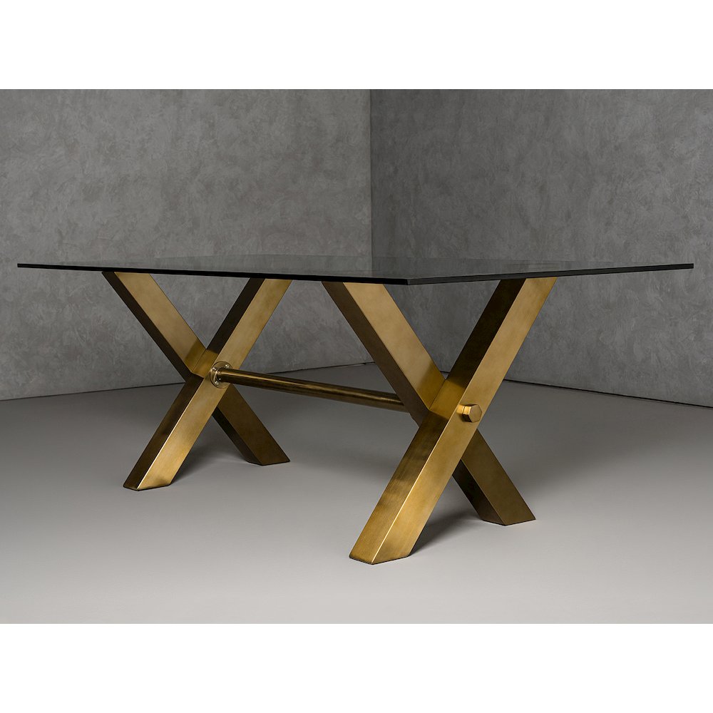 Modrest Dandy - Modern Golden & 15mm Glass Dining Table. Picture 9