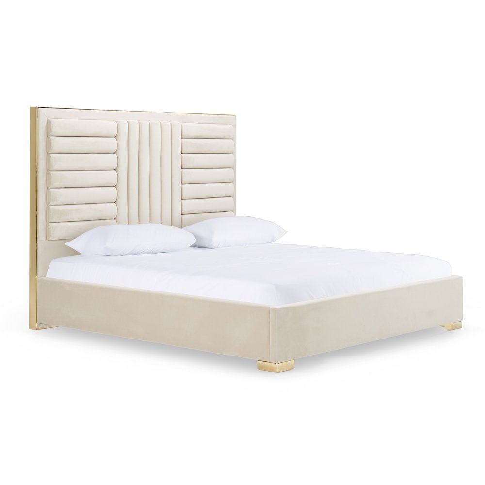 Modrest Daystar - Queen Modern Beige and Gold Bed. Picture 6