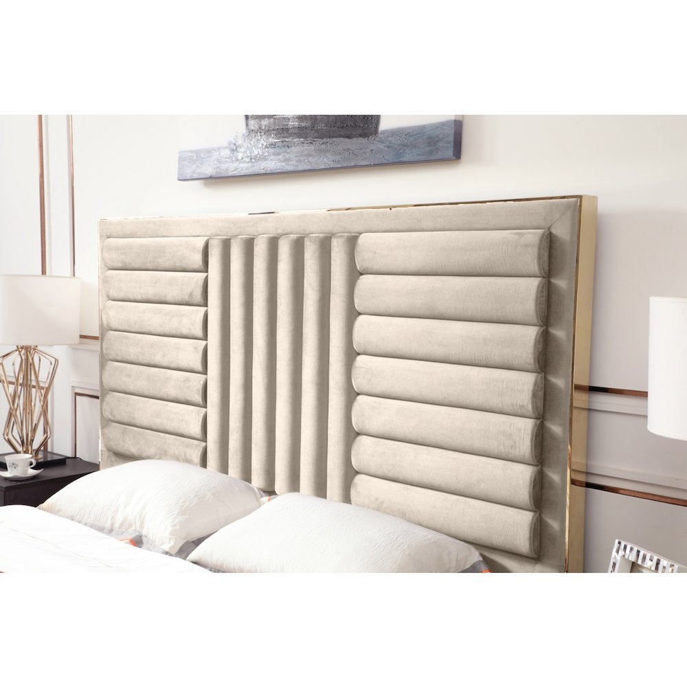 Modrest Daystar - Queen Modern Beige and Gold Bed. Picture 2
