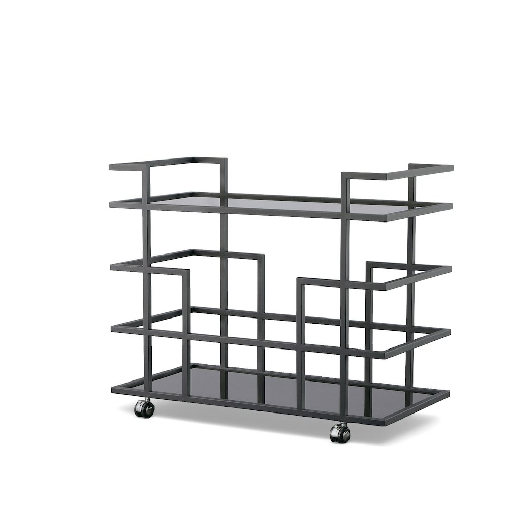 Modrest Deakin - Black Stainless Steel and Black Glass Wine Rack. Picture 1