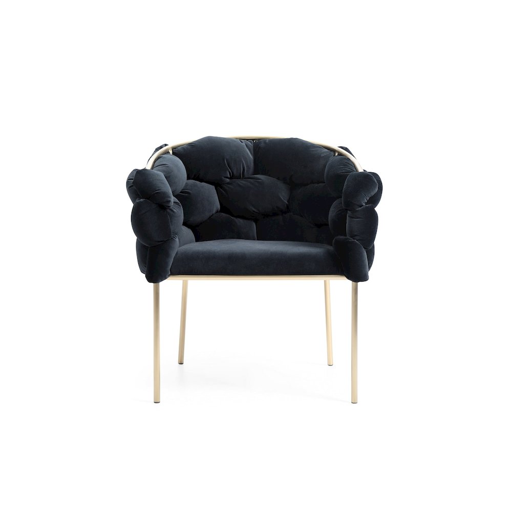 Modrest Debra - Modern Black Velvet + Brushed Brass Dining Chair. Picture 2