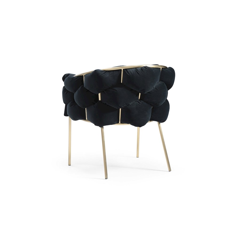 Modrest Debra - Modern Black Velvet + Brushed Brass Dining Chair. Picture 3