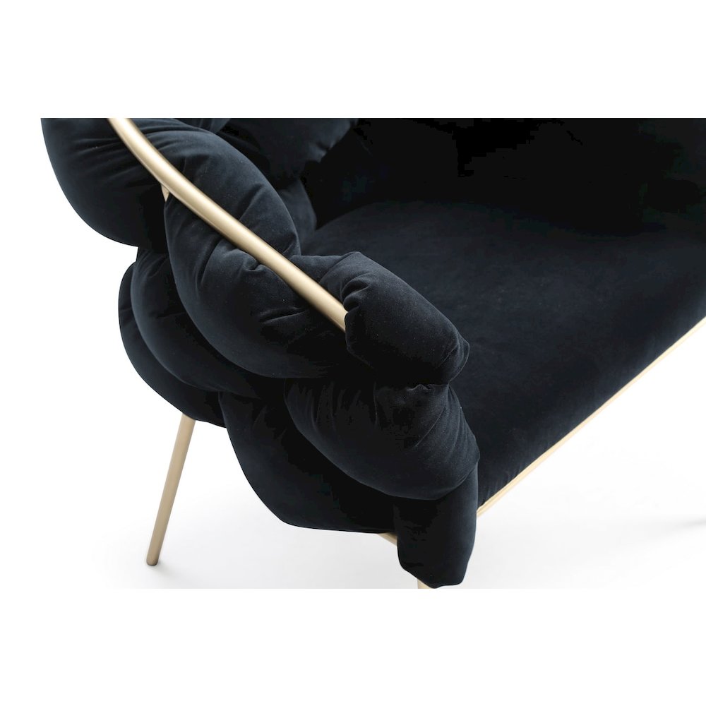 Modrest Debra - Modern Black Velvet + Brushed Brass Dining Chair. Picture 5