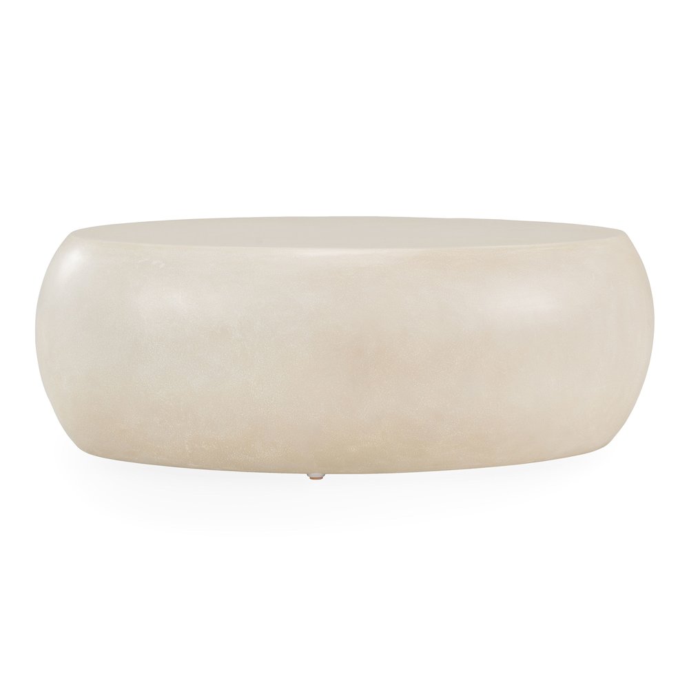 Denny - Modern Beige Fiberform Oval Coffee Table. Picture 1