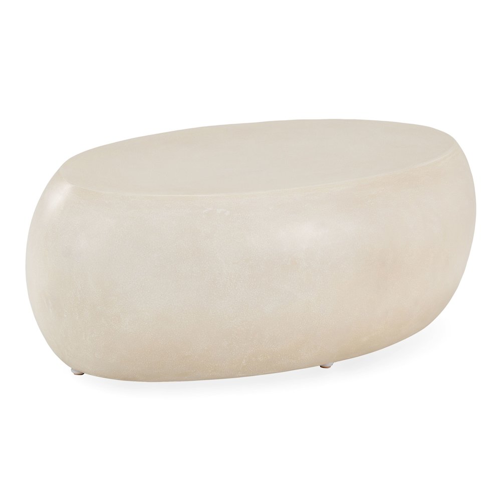 Denny - Modern Beige Fiberform Oval Coffee Table. Picture 3