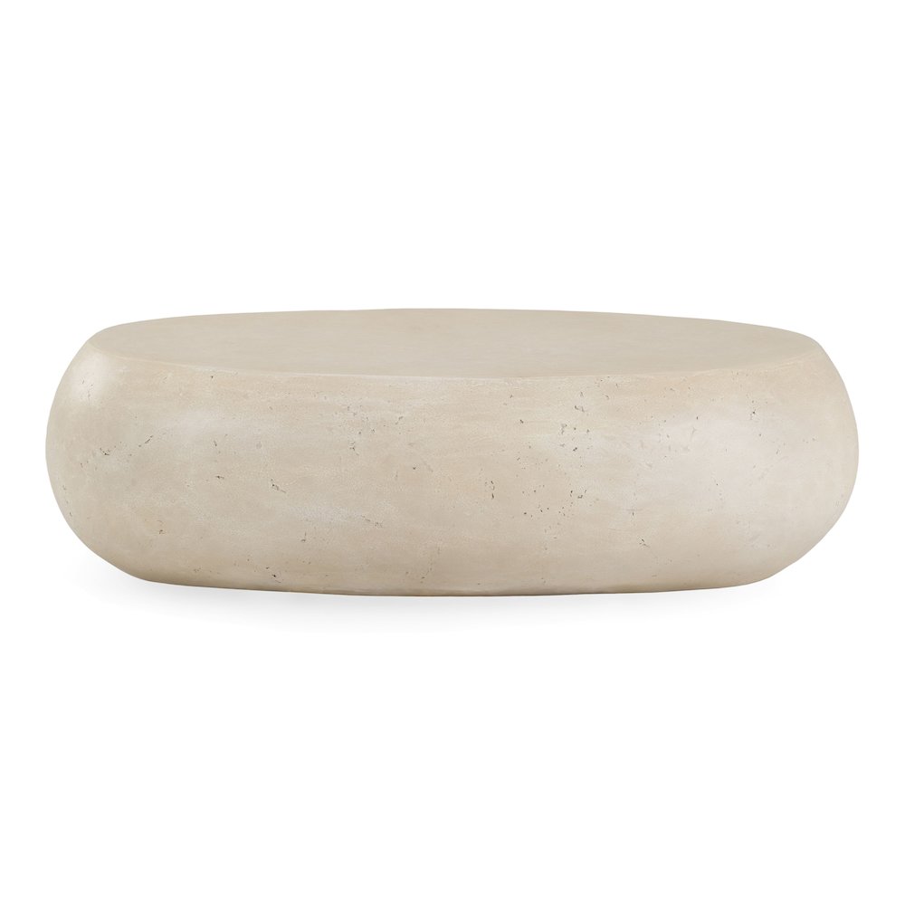 Denny - Modern Beige Fiberform Large Oval Coffee Table. Picture 1
