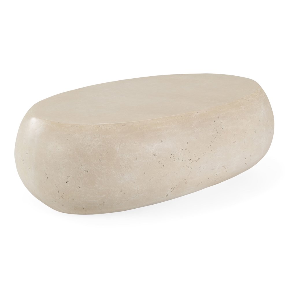 Denny - Modern Beige Fiberform Large Oval Coffee Table. Picture 3